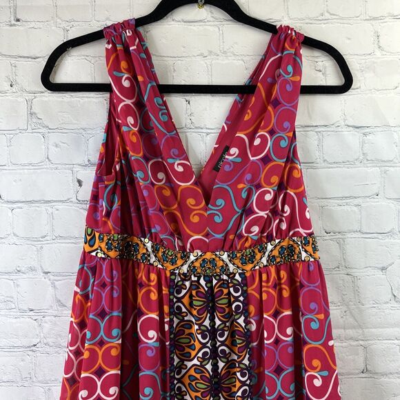 Nicole Miller Women's Pink Sleeveless Beaded Maxi Dress Ambae Multi Size 8 - Picture 2 of 9